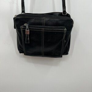 Tignanello Small Black Leather Crossbody Organizer